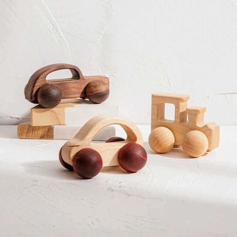 Wooden Vehicle Set | Solid Wood & Non-Toxic Paint | Set of 3