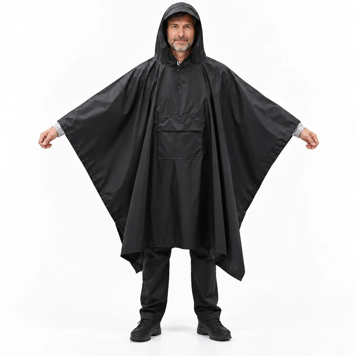 Hooded Rain Poncho | Waterproof & Backpack-Compatible | Folds To 11 x 18 cm