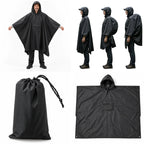 Hooded Rain Poncho | Waterproof & Backpack-Compatible | Folds To 11 x 18 cm
