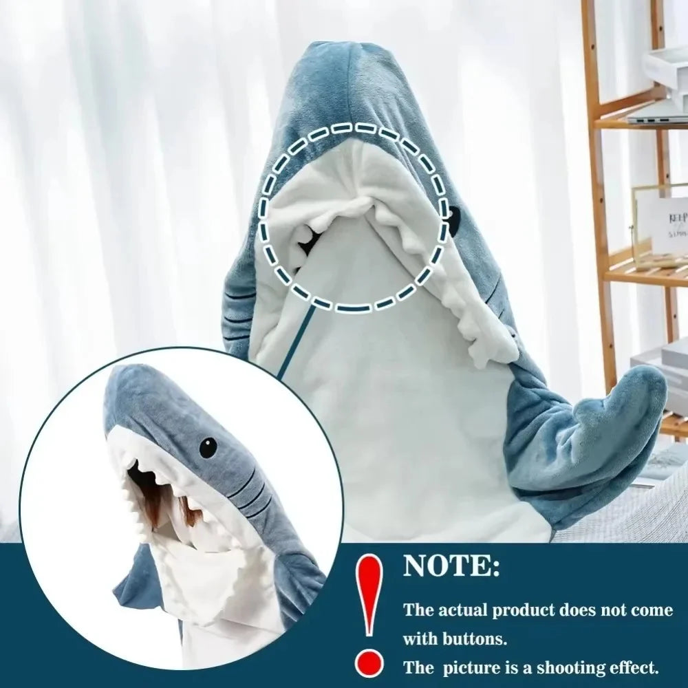 Hoodie Blanket | Soft Flannel & Shark Design