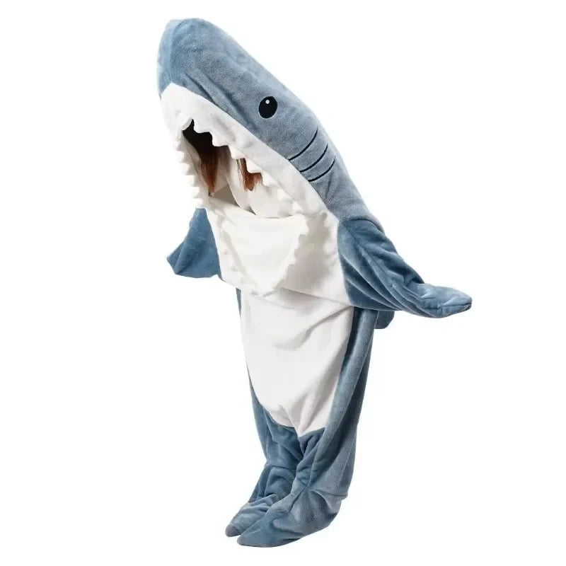Hoodie Blanket | Soft Flannel & Shark Design