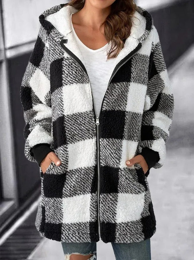 Hoodie | Oversized Plaid Fleece-Lined