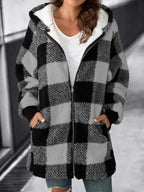 Hoodie | Oversized Plaid Fleece-Lined