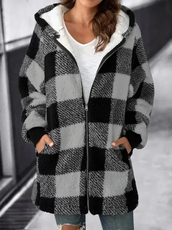 Hoodie | Oversized Plaid Fleece-Lined