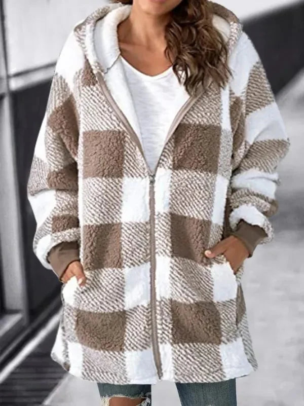 Hoodie | Oversized Plaid Fleece-Lined