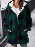 Hoodie | Oversized Plaid Fleece-Lined