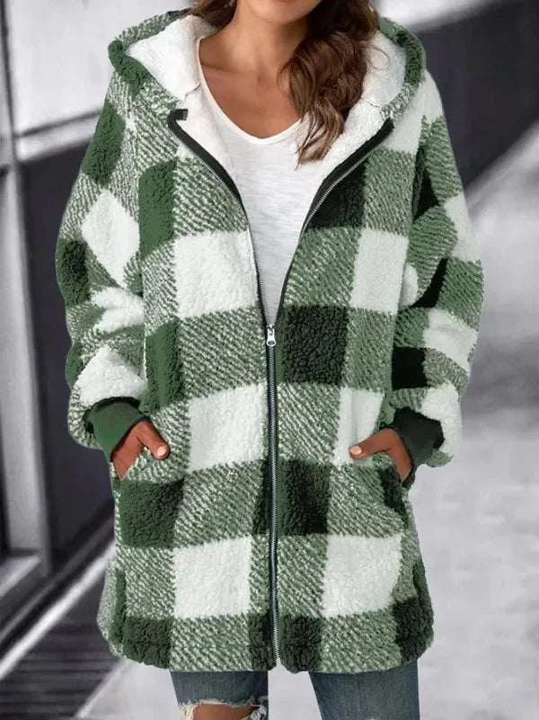 Hoodie | Oversized Plaid Fleece-Lined