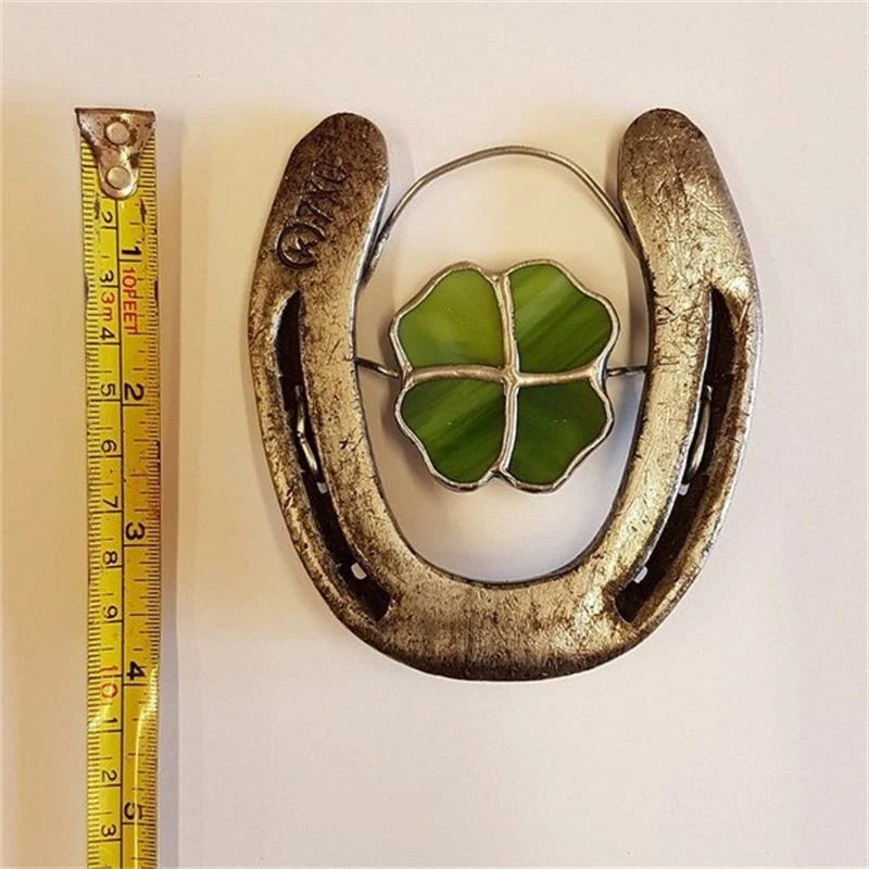 Horseshoe Wall Ornament | Iron Four-Leaf Clover | 10 x 10 cm