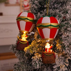 Hot Air Balloon Ornament | Resin & Warm LED | Battery-Operated