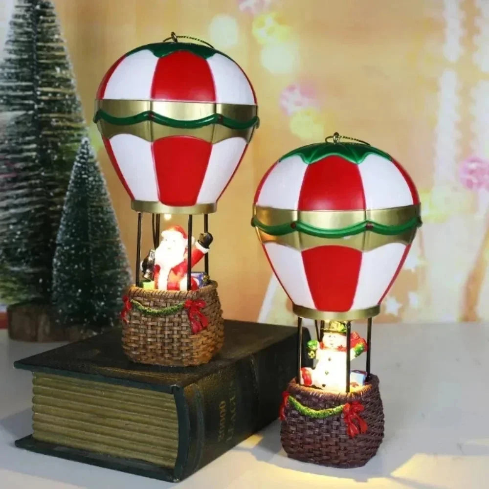 Hot Air Balloon Ornament | Resin & Warm LED | Battery-Operated