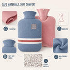 Hot Water Bottle | Extra Large Soft Knitted Cover | 2L Capacity