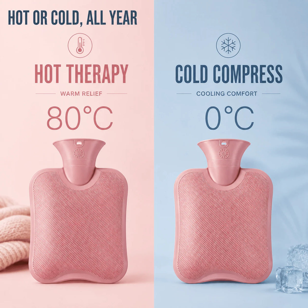 Hot Water Bottle | Extra Large Soft Knitted Cover | 2L Capacity