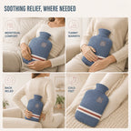 Hot Water Bottle | Extra Large Soft Knitted Cover | 2L Capacity