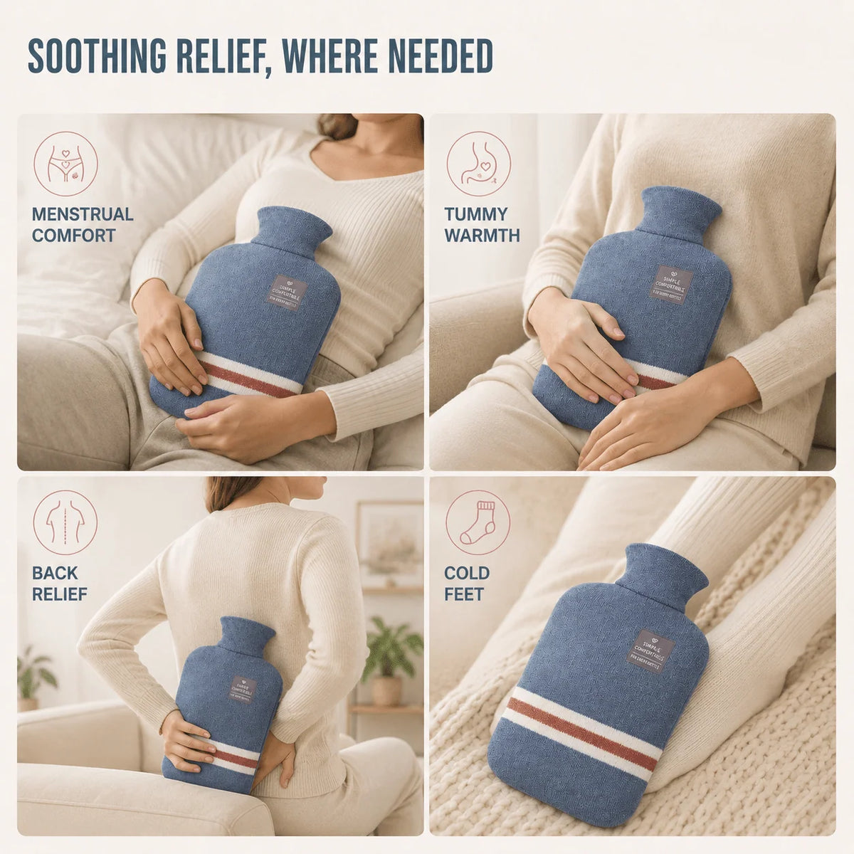 Hot Water Bottle | Extra Large Soft Knitted Cover | 2L Capacity