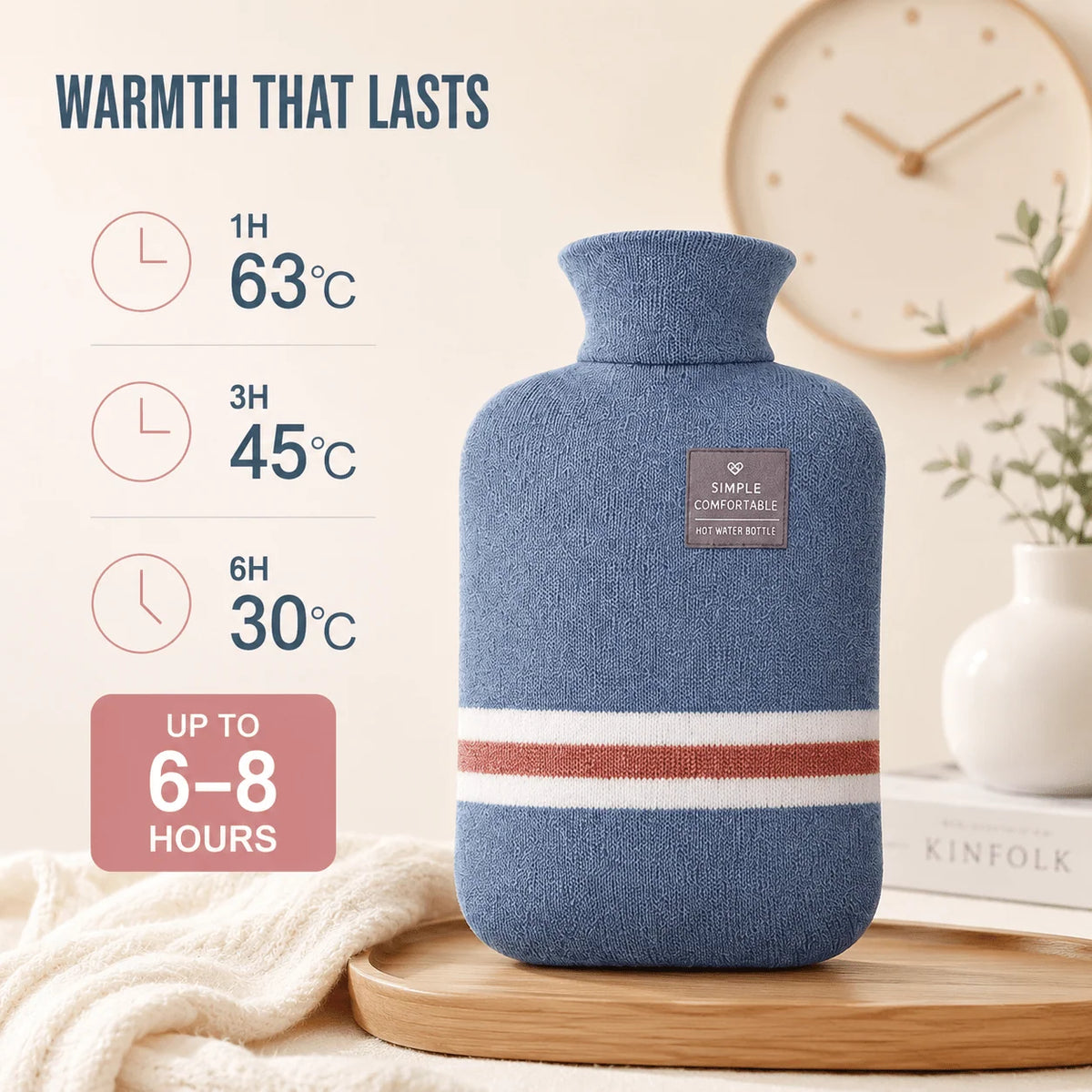 Hot Water Bottle | Extra Large Soft Knitted Cover | 2L Capacity