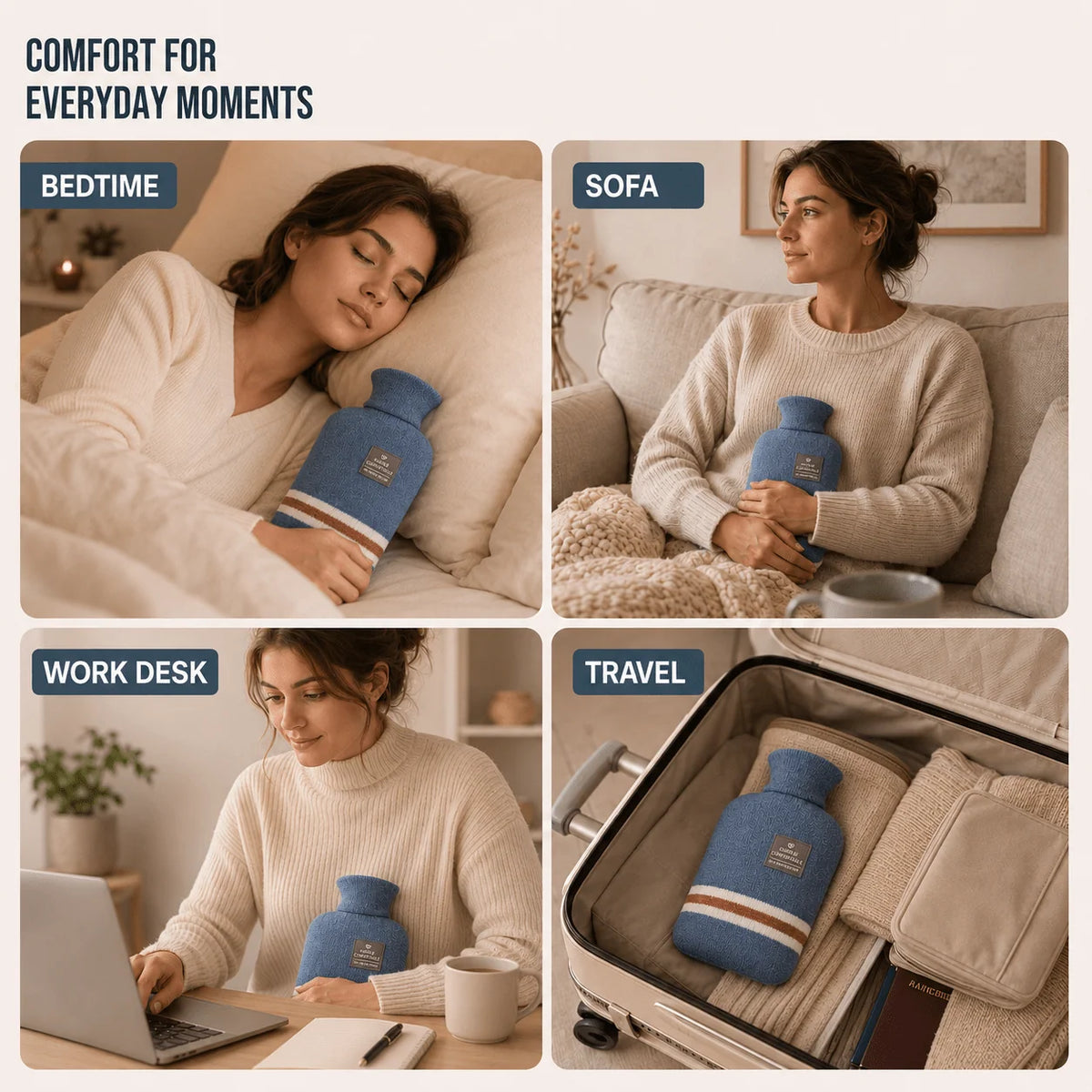 Hot Water Bottle | Extra Large Soft Knitted Cover | 2L Capacity