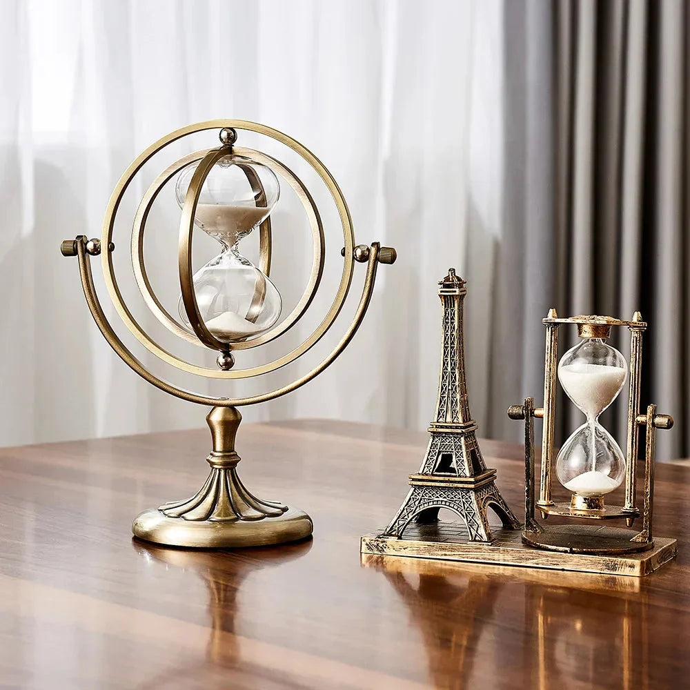 Hourglass Sand Timer | Pivoting Ring Frame & Footed Pedestal