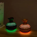 Humidifier | Wood-Grain Cylindrical Body | LED Night Light