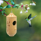 Hummingbird House | Hand-Turned Wood & Carved Floral | Mini