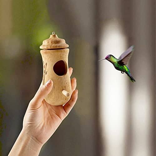 Hummingbird House | Hand-Turned Wood & Carved Floral | Mini