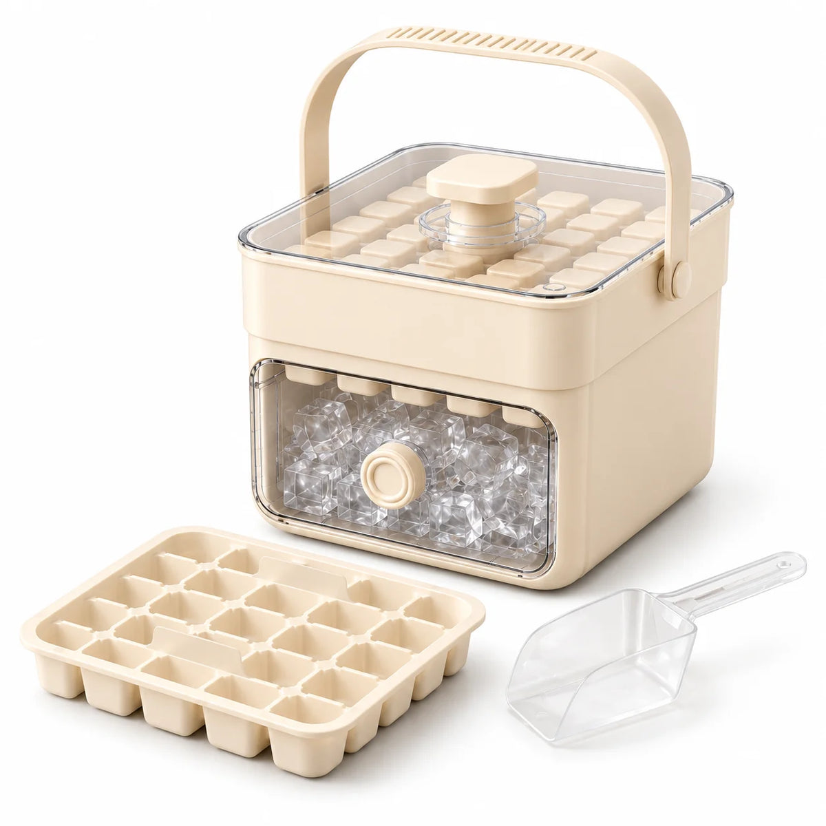Ice Cube Tray Set | Stackable & Easy-Release | With Storage Drawer
