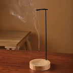 Incense Burner | Handcrafted Wooden Base & Metal Holder | 3.58 x 9.96 in