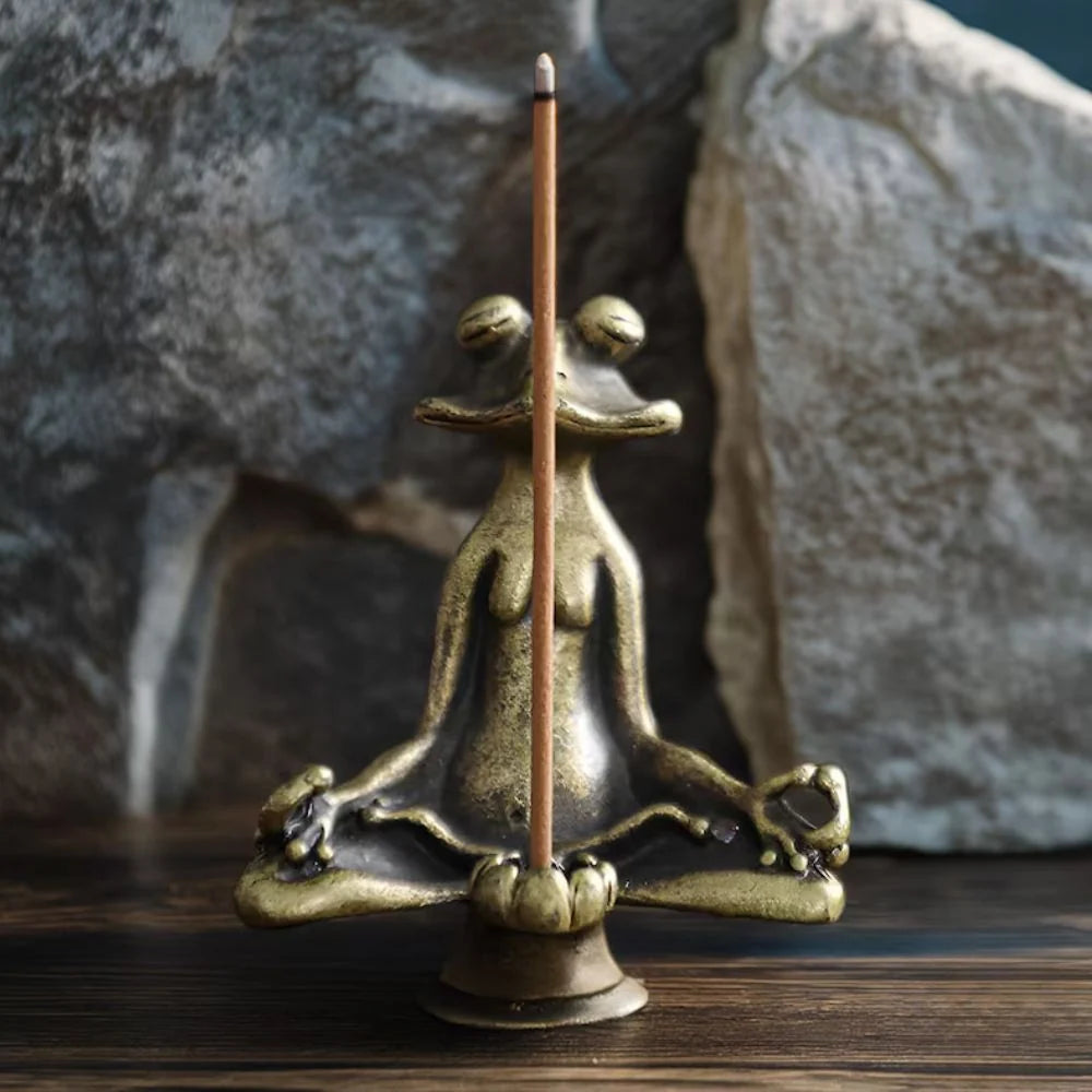 Incense Holder | Zinc Alloy Lotus Pose Frog
