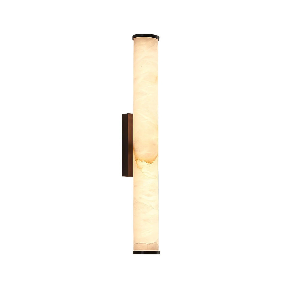 Wall Lamp | Alabaster Shade & Sculptural Brass Frame | 50 cm Height