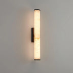 Wall Lamp | Alabaster Shade & Sculptural Brass Frame | 50 cm Height