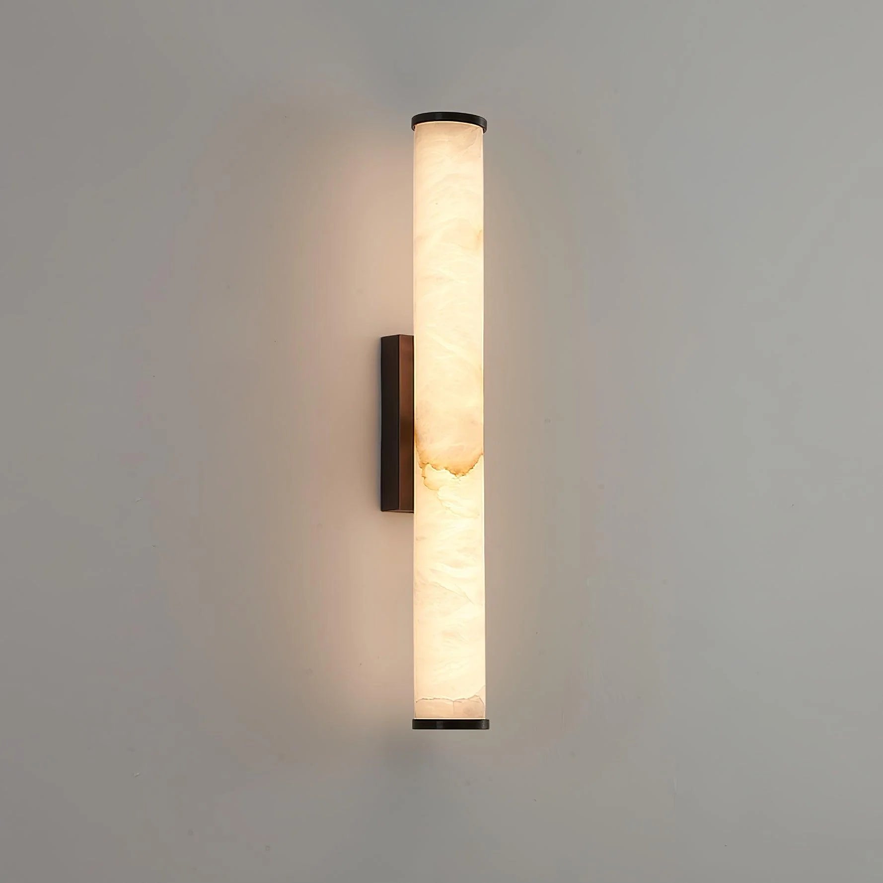 Wall Lamp | Alabaster Shade & Sculptural Brass Frame | 50 cm Height