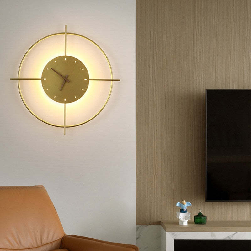 Wall Lamp with Clock | Rectangular Metal Frame & Acrylic Shade | Warm White LED