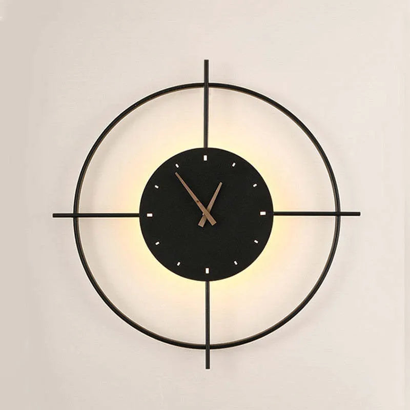 Wall Lamp with Clock | Rectangular Metal Frame & Acrylic Shade | Warm White LED