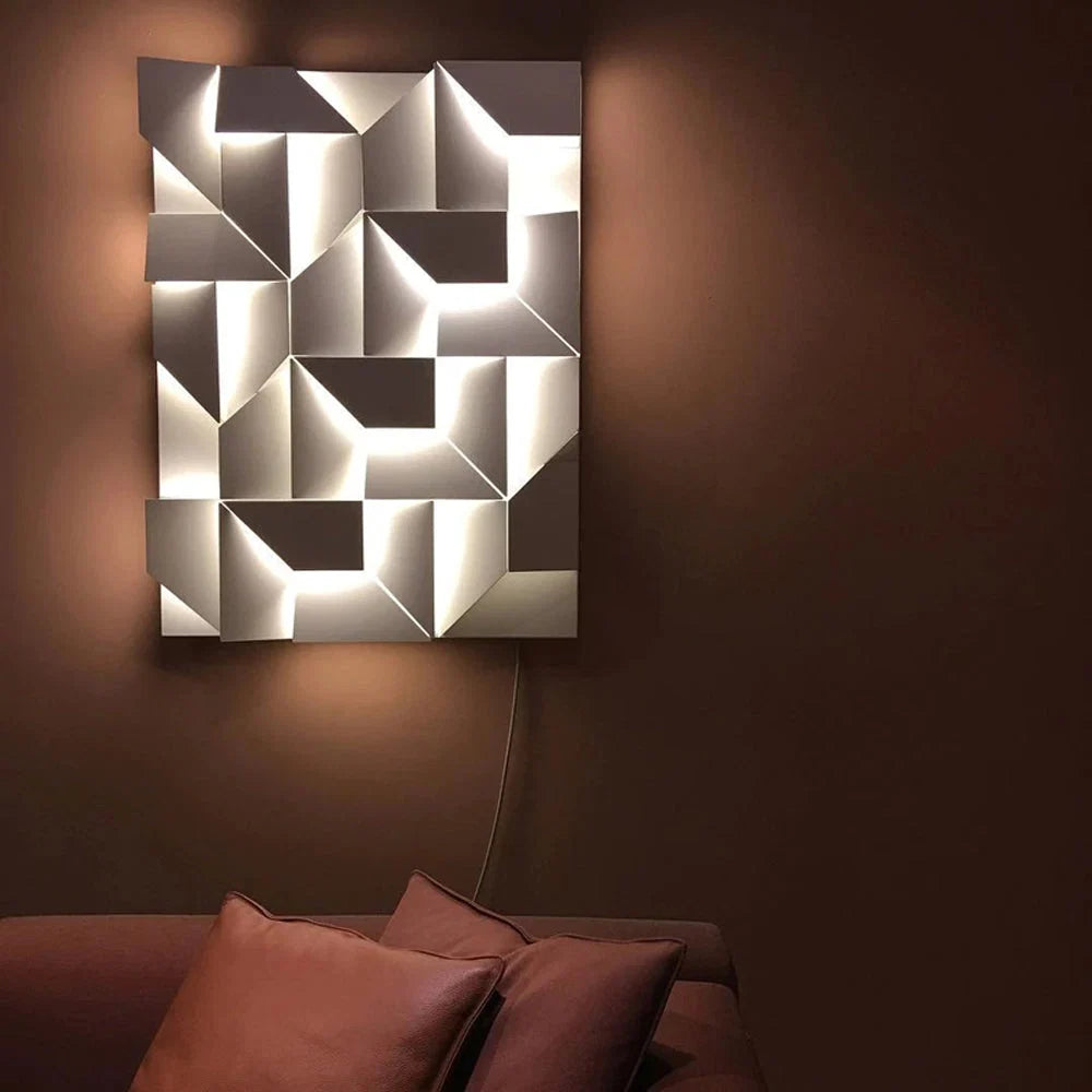LED Wall Lamp | 3D Geometric Design | Polished Metal & Acrylic