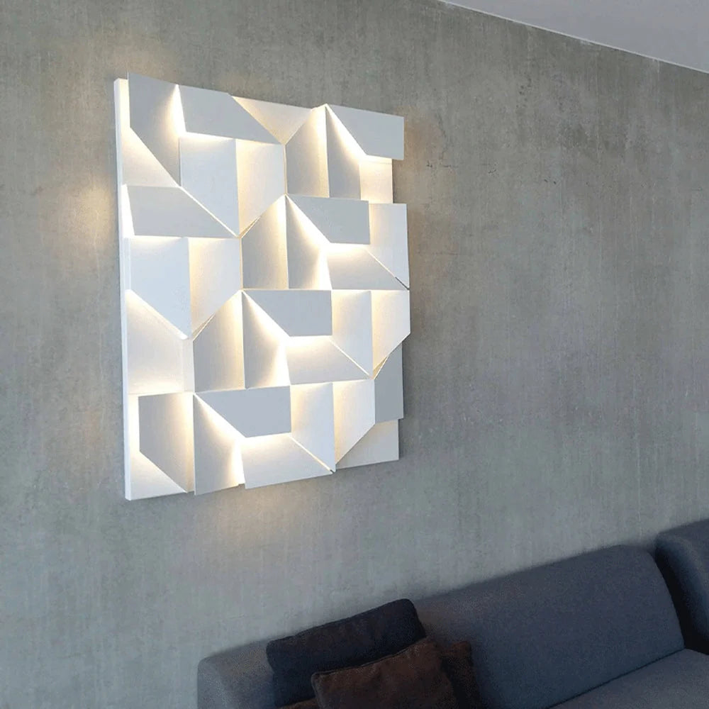 LED Wall Lamp | 3D Geometric Design | Polished Metal & Acrylic