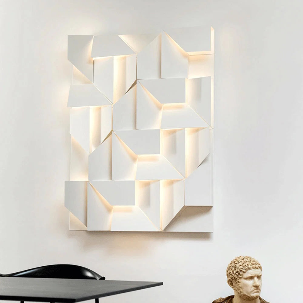 LED Wall Lamp | 3D Geometric Design | Polished Metal & Acrylic