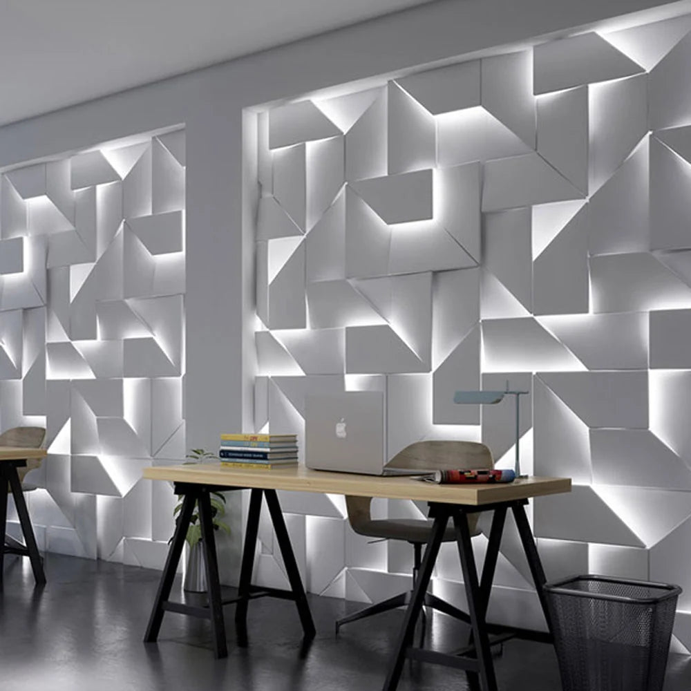 LED Wall Lamp | 3D Geometric Design | Polished Metal & Acrylic