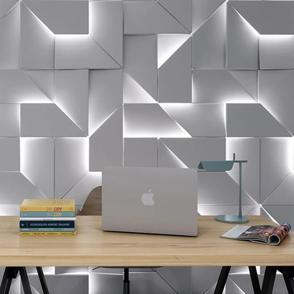 LED Wall Lamp | 3D Geometric Design | Polished Metal & Acrylic