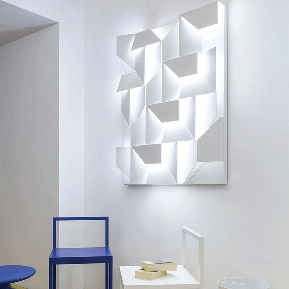 LED Wall Lamp | 3D Geometric Design | Polished Metal & Acrylic