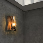 Wall Lamp | Vintage Candle Style | Pine Wood & Metal, E14 Base
