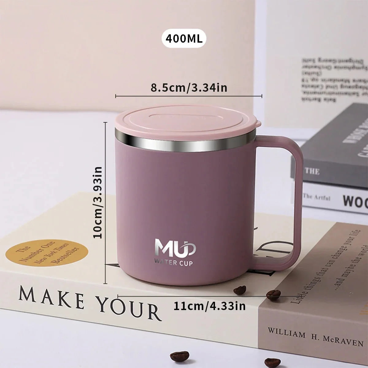 Insulated Coffee Mug | Double-Walled Stainless Steel & Leak-Proof Lid | 400 ml