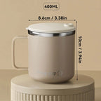Insulated Coffee Mug | Double-Walled Stainless Steel & Leak-Proof Lid | 400 ml
