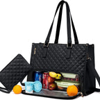 Insulated Lunch Tote | Quilted Faux Leather & Dual Compartment