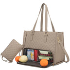 Insulated Lunch Tote | Quilted Faux Leather & Dual Compartment