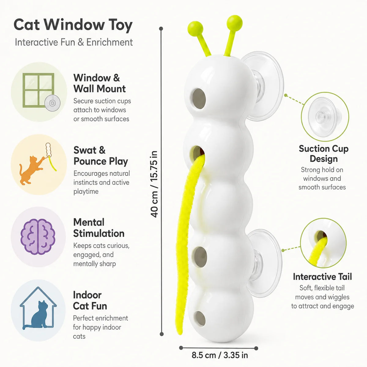 Interactive Cat Toy | Smart Motion & Window/Wall Mount