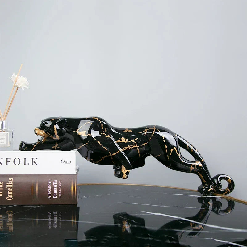 Jaguar Sculpture | Hand-Carved Stone & Polished Finish