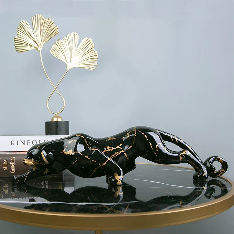 Jaguar Sculpture | Hand-Carved Stone & Polished Finish