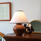 Japanese Wabi-Sabi Vintage Solid Wood Fabric 1-Light Table Lamp