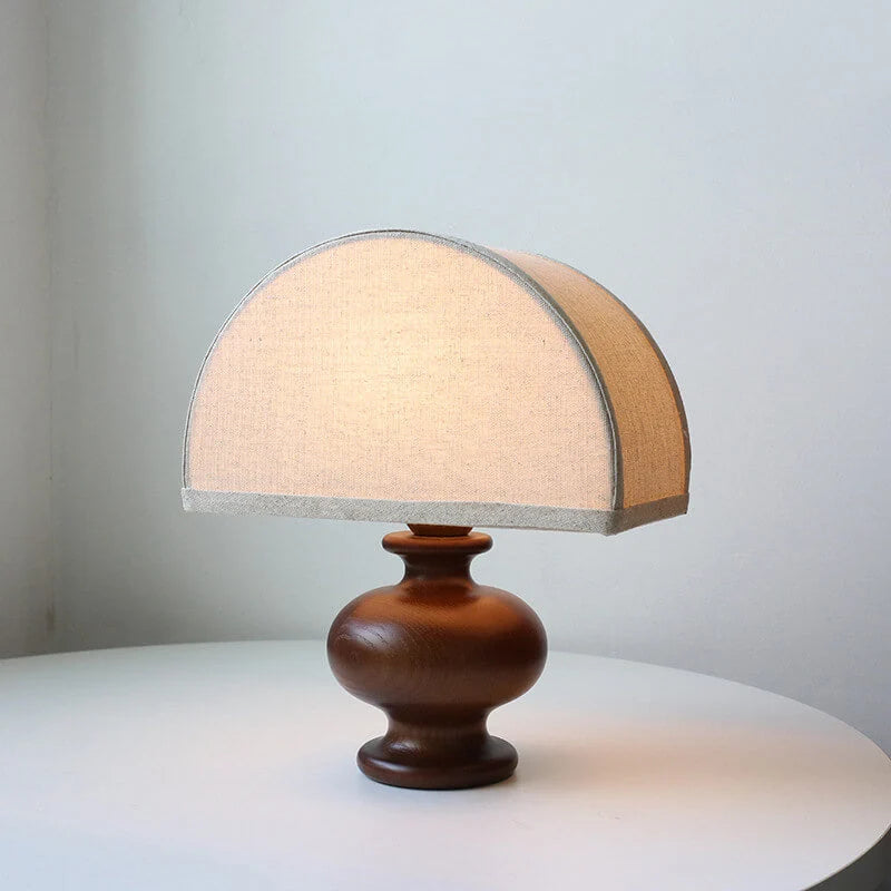 Japanese Wabi-Sabi Vintage Solid Wood Fabric 1-Light Table Lamp