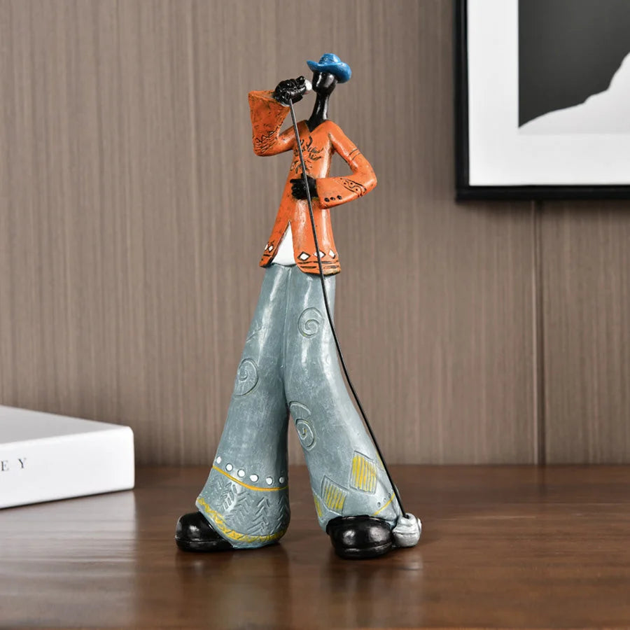 Jazz Musician Figurine | Hand-Painted Resin & Modern Abstract Motif | 28 cm Tall
