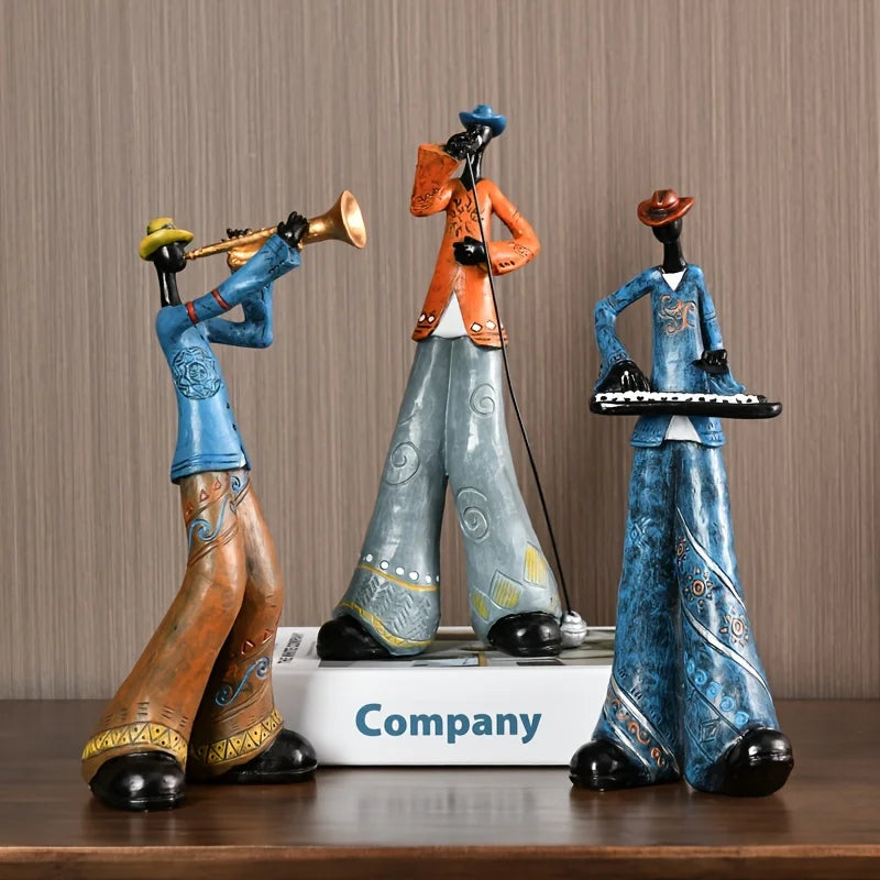 Jazz Musician Figurine | Hand-Painted Resin & Modern Abstract Motif | 28 cm Tall